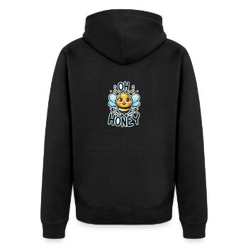 Oh Honey - Bees Illustration - Unisex Premium Organic Zip Hoodie - black - Back - Nico (187cm)