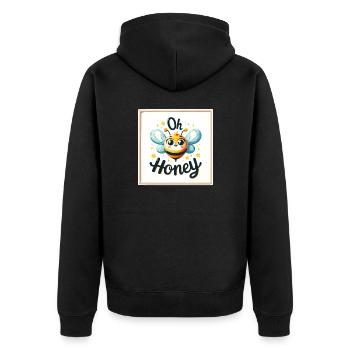 Oh Honey - Bees Illustration - Unisex Premium Organic Zip Hoodie - black - Back - Nico (187cm)
