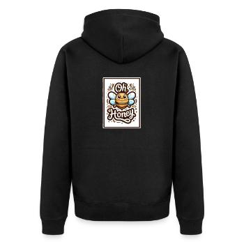 Oh Honey - Bees Illustration - Unisex Premium Organic Zip Hoodie - black - Back - Nico (187cm)