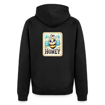 Oh Honey - Bees Illustration - Unisex Premium Organic Zip Hoodie - black - Back - Nico (187cm)