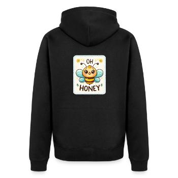 Oh Honey - Bees Illustration - Unisex Premium Organic Zip Hoodie - black - Back - Nico (187cm)