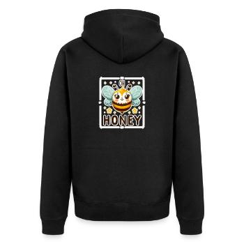 Oh Honey - Bees Illustration - Unisex Premium Organic Zip Hoodie - black - Back - Nico (187cm)