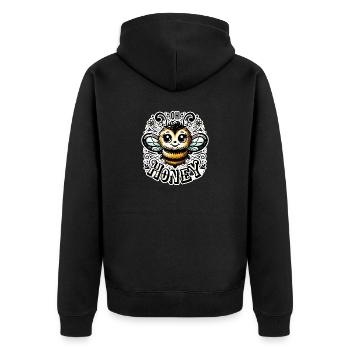 Oh Honey - Bees Illustration - Unisex Premium Organic Zip Hoodie - black - Back - Nico (187cm)