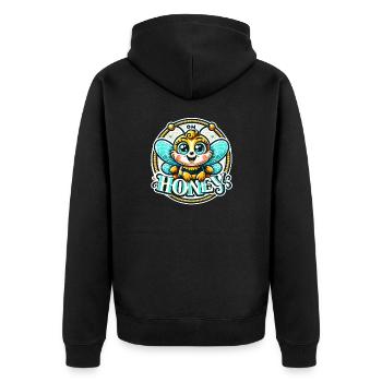 Oh Honey - Bees Illustration - Unisex Premium Organic Zip Hoodie - black - Back - Nico (187cm)