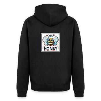 Oh Honey - Bees Illustration - Unisex Premium Organic Zip Hoodie - black - Back - Nico (187cm)