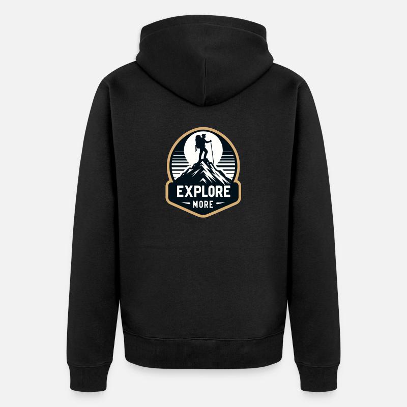 Explore more - Wanderer - Unisex Premium Bio Zip Hoodie - Schwarz