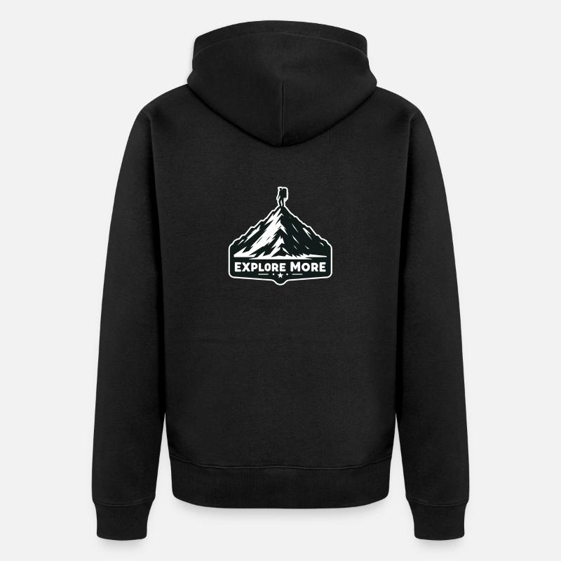 Explore more - Wanderer - Unisex Premium Bio Zip Hoodie - Schwarz