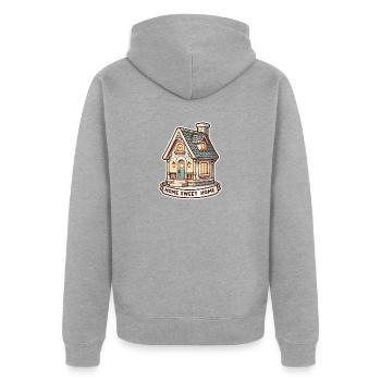 Home Sweet Home - Illustration de maison - Veste à capuche bio Premium Unisexe - gris chiné - Dos - Nico (187cm)