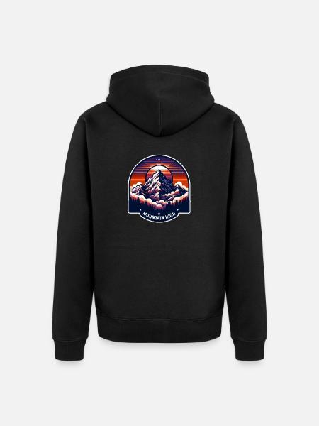 Mountain High - Berg Illustration - Unisex Premium Organic Zip Hoodie - black