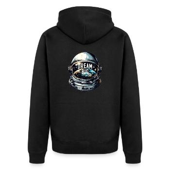 Dream Big - Astronaut Illustration - Unisex Premium Bio Zip Hoodie - Schwarz - Hinten - Nico (187cm)