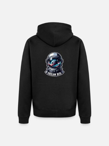 Dream Big - Astronaut Illustration - Unisex Premium Organic Zip Hoodie - black