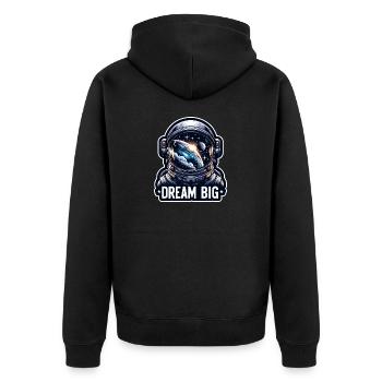 Dream Big - Astronaut Illustration - Unisex Premium Bio Zip Hoodie - Schwarz - Hinten - Nico (187cm)