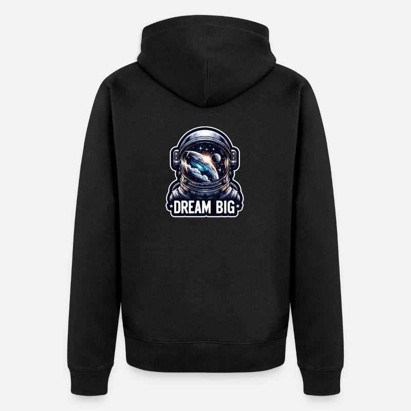 Rêver grand - Illustration d’astronaute - Veste à capuche bio Premium Unisexe - noir