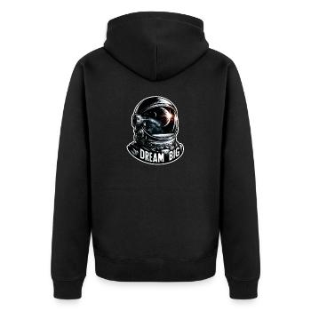 Dream Big - Astronaut Illustration - Unisex Premium Bio Zip Hoodie - Schwarz - Hinten - Nico (187cm)