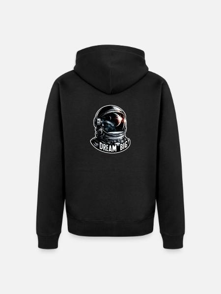 Dream Big - Astronaut Illustration - Unisex Premium Organic Zip Hoodie - black