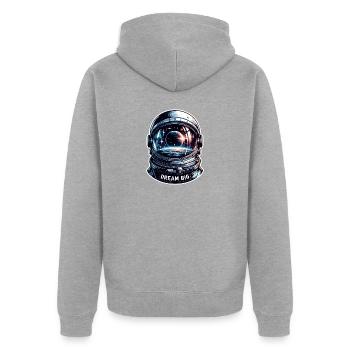 Dream Big - Astronaut Illustration - Unisex Premium Organic Zip Hoodie - heather grey - Back - Nico (187cm)