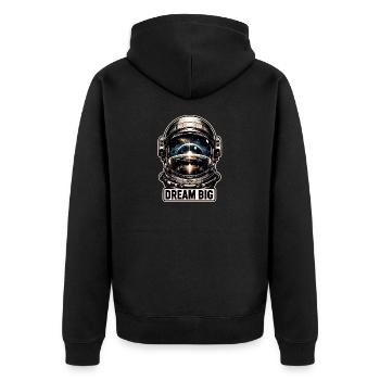 Dream Big - Astronaut Illustration - Unisex Premium Bio Zip Hoodie - Schwarz - Hinten - Nico (187cm)