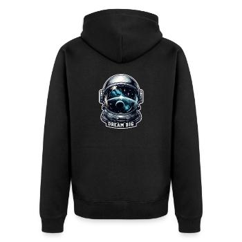 Dream Big - Astronaut Illustration - Unisex Premium Bio Zip Hoodie - Schwarz - Hinten - Nico (187cm)