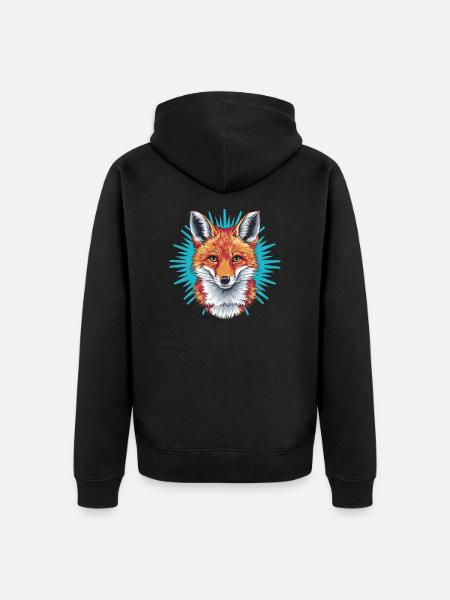 Fox - Illustration - Unisex Premium Organic Zip Hoodie - black