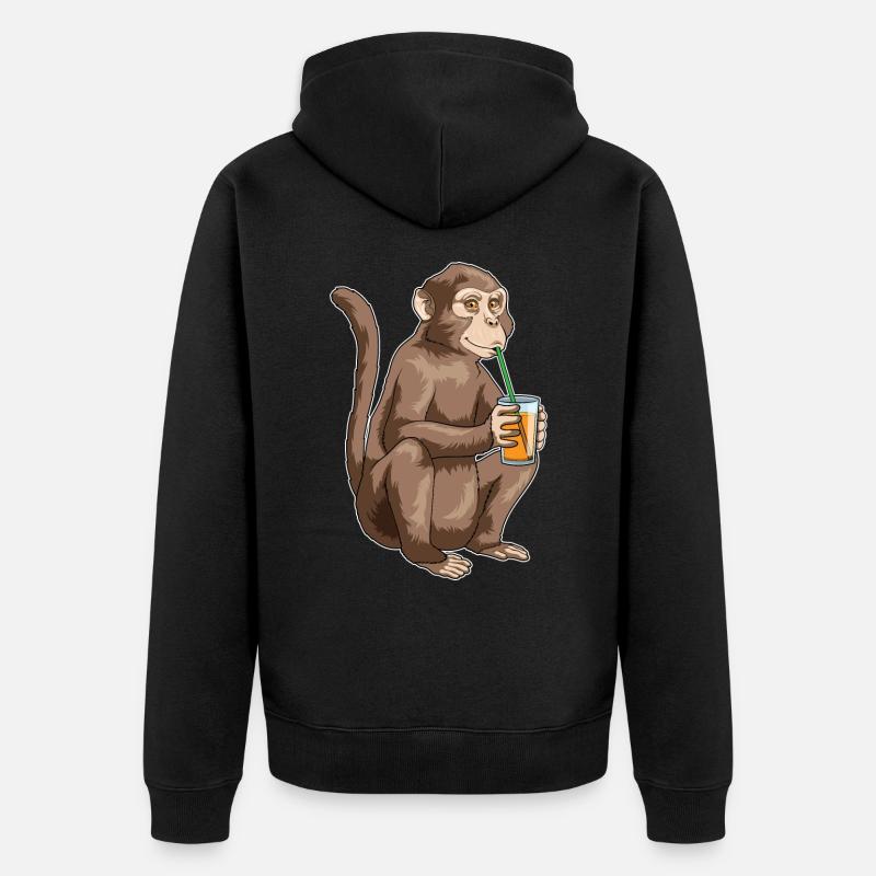 Affe Saft - Unisex Premium Bio Zip Hoodie - Schwarz