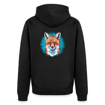 Fuchs - Illustration - Unisex Premium Bio Zip Hoodie - Schwarz - Hinten - Nico (187cm)