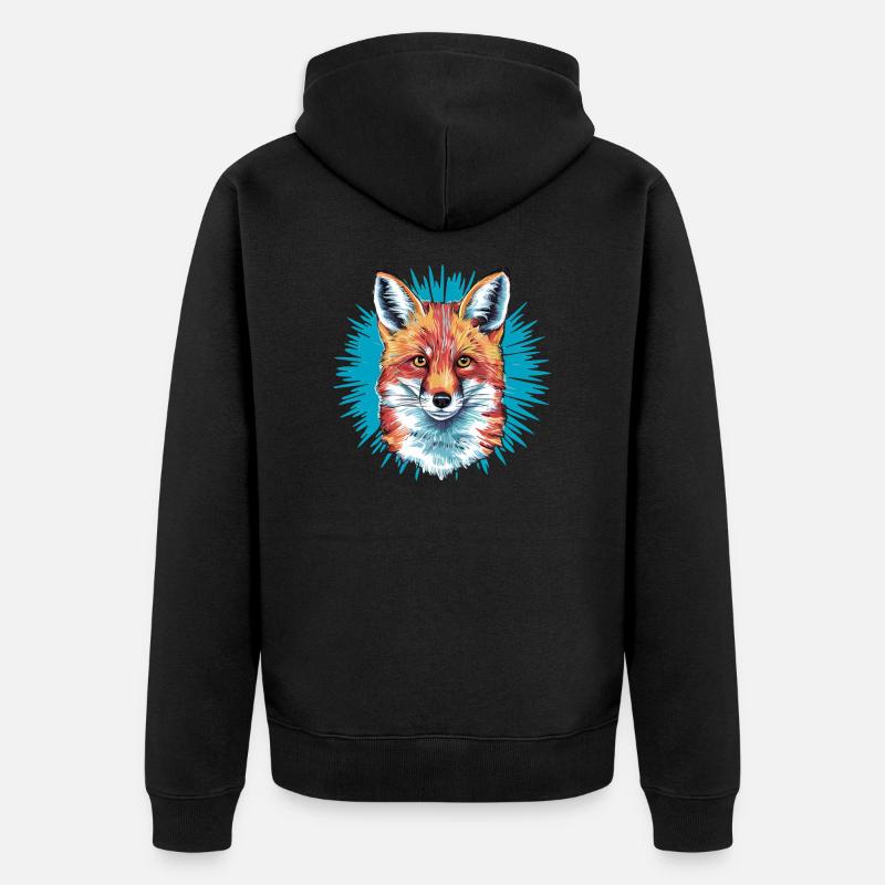 Fuchs - Illustration - Unisex Premium Bio Zip Hoodie - Schwarz