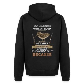 chasseur de bécasse humour saison de la chasse - Veste à capuche bio Premium Unisexe - noir - Dos - Nico (187cm)