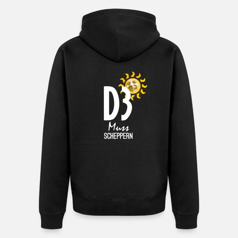 D3 muss scheppern - Unisex Premium Bio Zip Hoodie - Schwarz