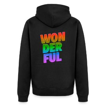 Merveilleux | Brillez avec une énergie LGBTQ positive - Veste à capuche bio Premium Unisexe - noir - Dos - Nico (187cm)