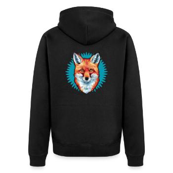 Fuchs - Illustration - Unisex Premium Bio Zip Hoodie - Schwarz - Hinten - Nico (187cm)