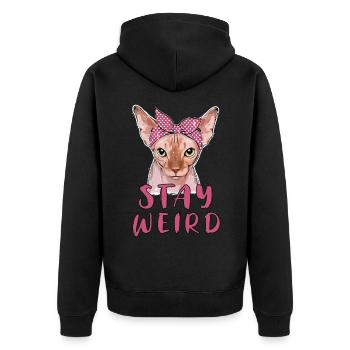 Restez bizarre Sphynx Cat Cat Owner Gift - Veste à capuche bio Premium Unisexe - noir - Dos - Nico (187cm)