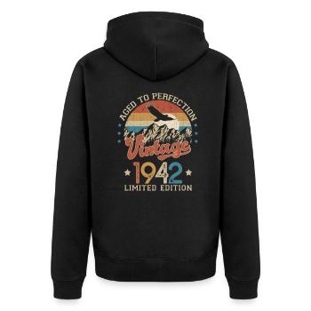 1942 Humor anniversary 80 years age perfection - Unisex Premium Organic Zip Hoodie - black - Back - Nico (187cm)