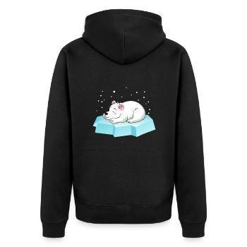 Sleepy polar bear - Unisex Premium Organic Zip Hoodie - black - Back - Nico (187cm)