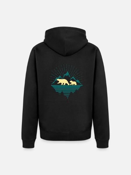 Nordpol Eisbär - Unisex Premium Bio Zip Hoodie - Schwarz