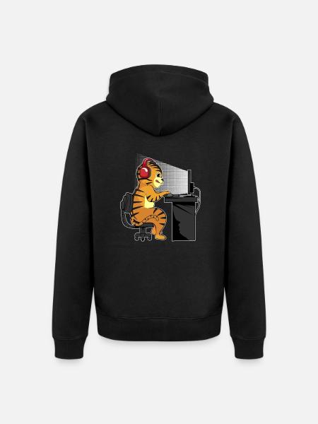 Spielender Tiger - Unisex Premium Bio Zip Hoodie - Schwarz