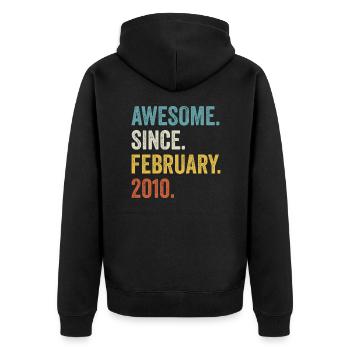 Awesome Since February 2010 12th Birthday - Unisex Premium Organic Zip Hoodie - black - Back - Nico (187cm)