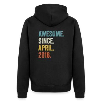 Awesome Since April 2018 4. Geburtstag - Unisex Premium Bio Zip Hoodie - Schwarz - Hinten - Nico (187cm)