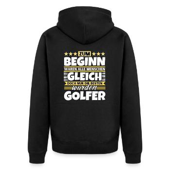 Zum Beginn gleich die besten wurden Golfer - Unisex Premium Bio Zip Hoodie - Schwarz - Hinten - Nico (187cm)