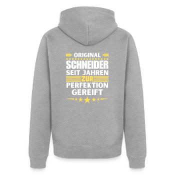 Tailors matured to perfection - Unisex Premium Organic Zip Hoodie - heather grey - Back - Nico (187cm)