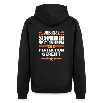 Tailors matured to perfection - Unisex Premium Organic Zip Hoodie - black - Back - Nico (187cm)