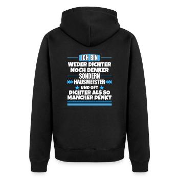 Ni poète ni penseur, mais gardien - Veste à capuche bio Premium Unisexe - noir - Dos - Nico (187cm)