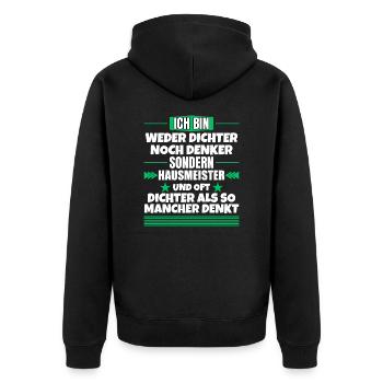 Ni poète ni penseur, mais gardien - Veste à capuche bio Premium Unisexe - noir - Dos - Nico (187cm)