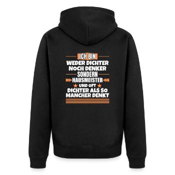 Ni poète ni penseur, mais gardien - Veste à capuche bio Premium Unisexe - noir - Dos - Nico (187cm)
