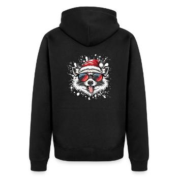 Waschbär Weihnachten Lustig - Unisex Premium Bio Zip Hoodie - Schwarz - Hinten - Nico (187cm)