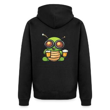 Wurm Apres Ski Bier - Unisex Premium Bio Zip Hoodie - Schwarz - Hinten - Nico (187cm)