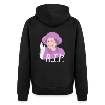R.I.P. Queen Elizabeth - Unisex Premium Bio Zip Hoodie - Schwarz - Hinten - Nico (187cm)