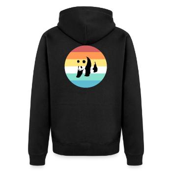 Panda - Unisex Premium Bio Zip Hoodie - Schwarz - Hinten - Nico (187cm)