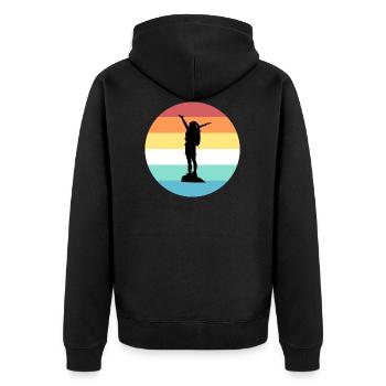 Reise - Unisex Premium Bio Zip Hoodie - Schwarz - Hinten - Nico (187cm)