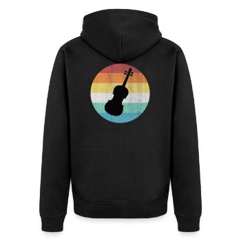 Violine - Unisex Premium Bio Zip Hoodie - Schwarz - Hinten - Nico (187cm)