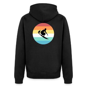 Surfer - Unisex Premium Organic Zip Hoodie - black - Back - Nico (187cm)